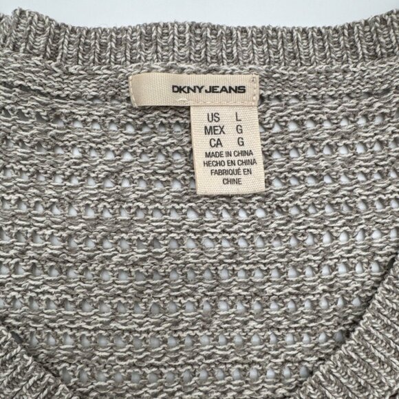 DKNY Jeans Knit V Neck Cozy 59 % cotton Woman’s Sweater Large Tan cozy - Picture 8 of 14
